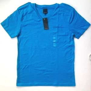 Blue NWT Penshoppe Short Sleeve V-Neck Pocket T Shirt Men's Size Large